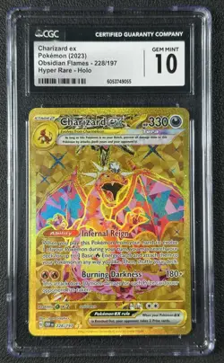 CHARIZARD EX CGC 10 2023 POKEMON SV OBSIDIAN FLAMES #228/197 HYPER RARE HOLO 055 - Image 1