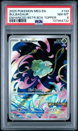 2025 POKEMON MEG EN-MEGA EVOLUTION ENHANCED BOOSTER BOX TOPPER BULBASAUR PSA 8 - Image 1