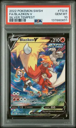 2022 POKEMON SWORD & SHIELD SILVER TEMPEST #TG14 FULL ART/BLAZIKEN V PSA 10 - Image 1