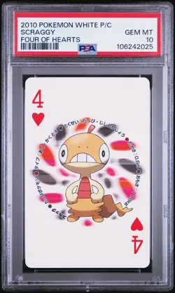 2010 POKEMON WHITE VERSION PLAYING CARDS FOUR OF HEARTS SCRAGGY PSA 10 - Image 1