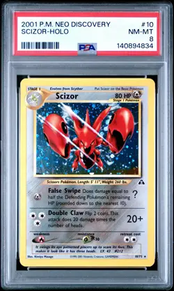 2001 POKEMON NEO DISCOVERY #10 SCIZOR-HOLO PSA 8 - Image 1