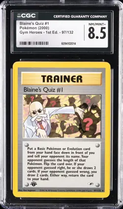 2000 POKEMON GYM HEROS 1ST EDITION #97 BLAINE'S QUIZ #1 CGC 8.5 - Image 1