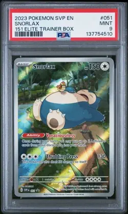 SNORLAX POKEMON #051 - Scarlet & Violet 151 - BLACK STAR PROMO HOLO ETB - PSA 9 - Image 1