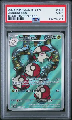2025 POKEMON BLK EN-BLACK BOLT ILLUSTRATION RARE #096 AMOONGUSS PSA 9 - Image 1