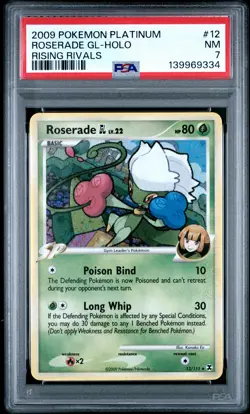 2009 POKEMON PLATINUM RISING RIVALS #12 ROSERADE GL-HOLO PSA 7 - Image 1