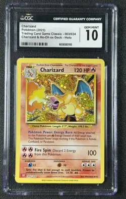 CHARIZARD HOLO CGC 10 2023 POKEMON CLASSIC COLL #003/034 & HO-OH EX DECK 193 - Image 1