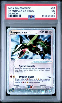 2003 POKEMON EX DRAGON #97 RAYQUAZA EX-HOLO PSA 3 - Image 1
