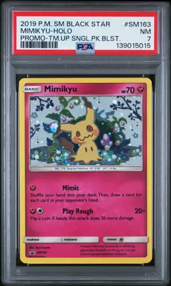 2019 POKEMON SM BLACK STAR PROMO TEAM UP SINGLE PACK BLISTERS MIMIKYU-HOLO PSA 7 - Image 1