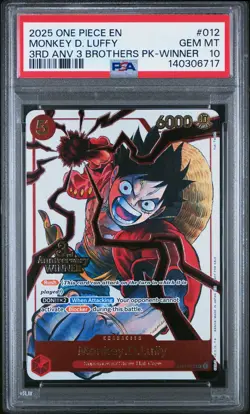 2025 ONE PIECE 3RD ANV TOURNAMENT 3 BROTHERS PACK WINNER MONKEY D. LUFFY PSA 10 - Image 1