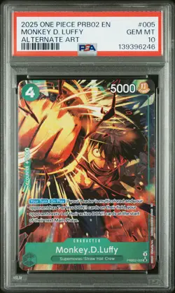 2025 ONE PIECE PRB02 ALTERNATE ART #005 MONKEY D. LUFFY PSA 10 - Image 1