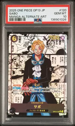 2025 ONE PIECE JPN OP13-120 CARRYING ON HIS WILL MANGA ALTERNATE ART SABO PSA 10 - Image 1