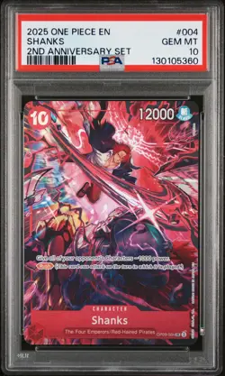 2025 ONE PIECE ENGLISH VERSION 2ND ANV SET #004 SHANKS PSA 10 - Image 1