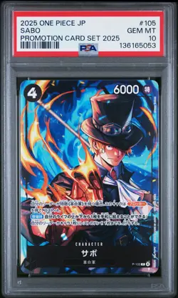 2025 ONE PIECE JPN PROMOTION CARD SET 2025 #105 SABO PSA 10 - Image 1