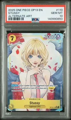 2025 ONE PIECE OP13-CARRYING ON HIS WILL ALTERNATE ART #110 STUSSY PSA 10 - Image 1