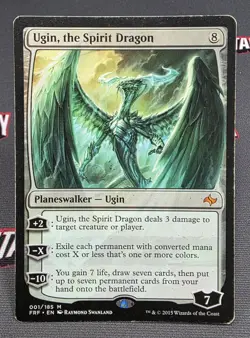 MTG Ugin, the Spirit Dragon- DAMAGED - INKED -Fate Reforged Magic Card # 001 - Image 1