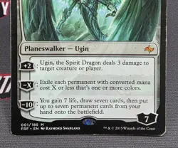 MTG Ugin, the Spirit Dragon- DAMAGED - INKED -Fate Reforged Magic Card # 001 - Image 4