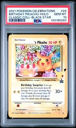 2021 POKEMON CELEBRATIONS CLASSIC COLL #24 BIRTHDAY PIKACHU-HOLO PSA 10 - Image 1