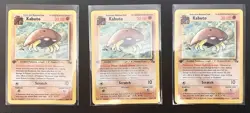 3x 1st Edition Fossil Kabuto Pokemon Cards NM/LP Vintage WOTC Lot - Image 1