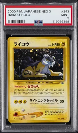 2000 POKEMON JPN NEO 3 #243 RAIKOU-HOLO PSA 9 - Image 1