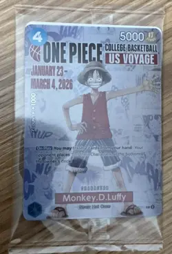 One Piece Monkey.D.Luffy US College Basketball Promo Card *SEALED* IN HAND! - Image 2