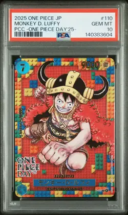 2025 ONE PIECE JPN PREM CARD COLL ONE PIECE DAY'25- #110 MONKEY D. LUFFY PSA 10 - Image 1