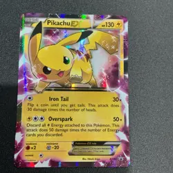 Pikachu EX XY84 XY Promo Holo 130 HP Iron Tail Overspark Pokemon TCG Card - Image 1