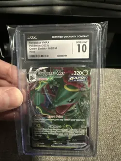 2023 Pokemon Crown Zenith Rayquaza VMAX Card Ultra Rare #102/159 CGC 10 Gem Mint - Image 1