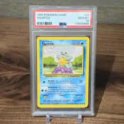 1999 POKEMON Card BASE SET UNLIMITED #63 SQUIRTLE PSA 10 - Image 1