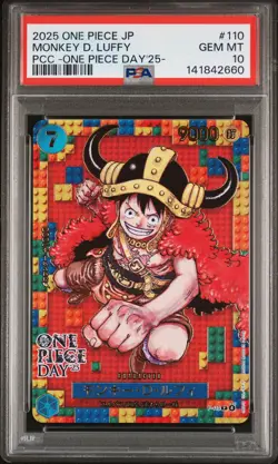 2025 ONE PIECE JPN PREM CARD COLL ONE PIECE DAY '25- #110 MONKEY D. LUFFY PSA 10 - Image 1