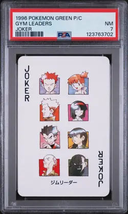 1996 POKEMON GREEN VERSION PLAYING CARDS JOKER GYM LEADERS PSA 7 - Image 1