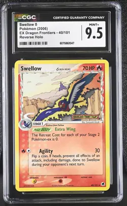 CGC 9.5 Swellow EX Dragon Frontiers 40/101 Reverse Holo STAMPED Pokemon Card - Image 1
