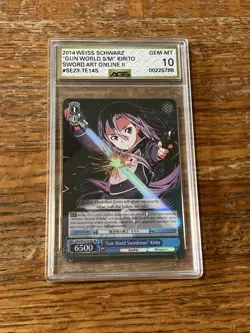 Weiss Schwarz card Sword Art Online Gun World Swordsman Kirito Graded AGS 10 SAO - Image 2