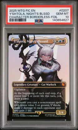 2025 MTG FINAL FANTASY COMMANDER BORDERLESS-FOIL Y'SHTOLA NIGHT'S BLESSED PSA 10 - Image 1