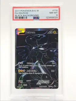 ZEKROM 2011 POKEMON B & W BLACK BACKGROUND RARE ULTRA FA 114/114 PSA 8 Q3626 - Image 1