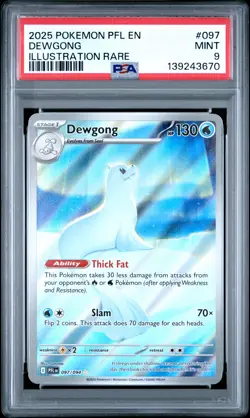 2025 POKEMON PFL EN-PHANTASMAL FLAMES ILLUSTRATION RARE #097 DEWGONG PSA 9 - Image 1
