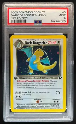 2000 Pokemon Team Rocket First Edition Dark Dragonite Holo #5/82 PSA 9 - Image 1