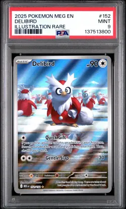 Pokemon Mega Evolution Delibird 152/132 Illustration Rare Holo PSA 9 Mint - Image 1