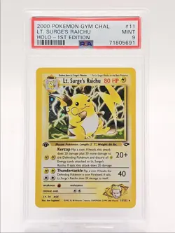 LT. SURGE'S RAICHU 2000 POKEMON GYM CHALLENGE 1ST HOLO RARE 11/132 PSA 9 Q3626 - Image 1