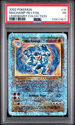 2002 POKEMON LEGENDARY COLLECTION #15 MACHAMP-REVERSE FOIL PSA 1 - Image 1