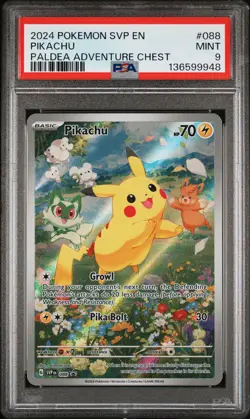 2024 POKEMON SVP EN-SV BLACK STAR PROMO PALDEA ADVENTURE CHEST PIKACHU PSA 9 - Image 1