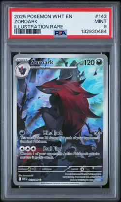 2025 POKEMON WHT EN-WHITE FLARE ILLUSTRATION RARE #143 ZOROARK PSA 9 - Image 1