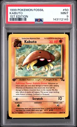 1999 POKEMON FOSSIL 1ST EDITION #50 KABUTO PSA 9 - Image 1