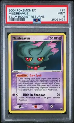 2004 POKEMON EX TEAM ROCKET RETURNS #25 MISDREAVUS PSA 9 - Image 1