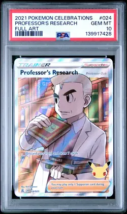 2021 POKEMON CELEBRATIONS #024 FULL ART/PROFESSOR'S RESEARCH PSA 10 - Image 1