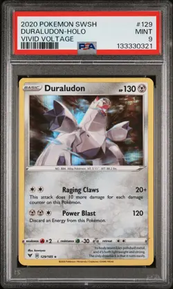 2020 POKEMON SWORD & SHIELD VIVID VOLTAGE #129 DURALUDON-HOLO PSA 9 - Image 1