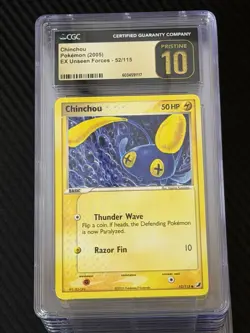 2005 Pokemon Chinchou Unseen Forces #52/115 CGC PRISTINE 10 - Image 1