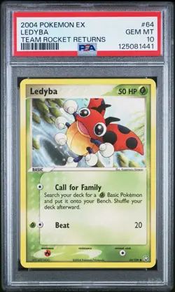 2004 POKEMON EX TEAM ROCKET RETURNS #64 LEDYBA PSA 10 - Image 1