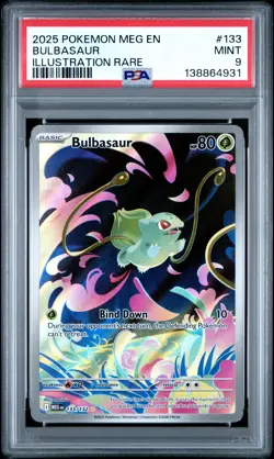 2025 POKEMON MEG EN-MEGA EVOLUTION ILLUSTRATION RARE #133 BULBASAUR PSA 9 - Image 1