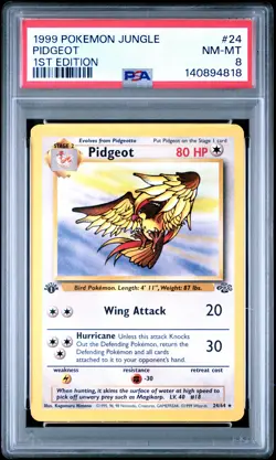 1999 POKEMON JUNGLE 1ST EDITION #24 PIDGEOT PSA 8 - Image 1