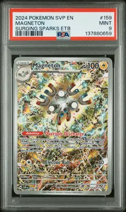 2024 POKEMON SVP SURGING SPARKS ELITE TRAINER BOX PROMO #159 MAGNETON PSA 9 - Image 1